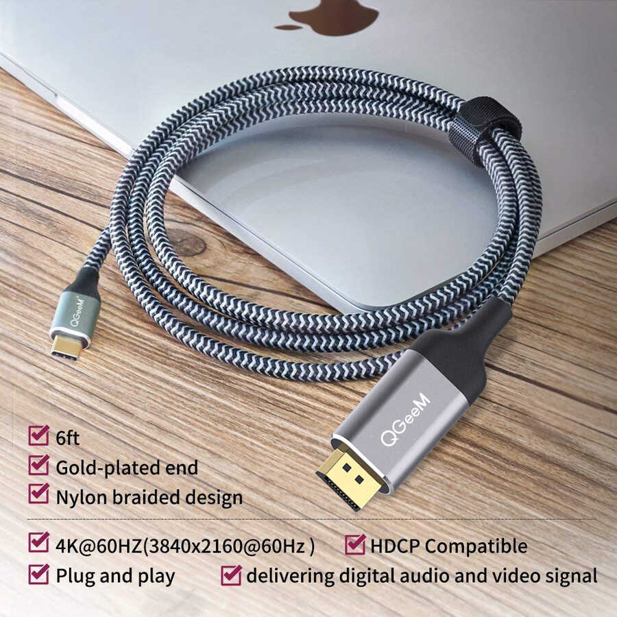 Qgeem QG-UA13 Type-C To Display Port Kablo 1.2M